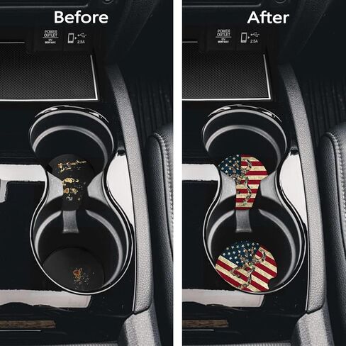 Car Coasters for Cup Holders, 2 Pack Anti Slip Universal Rubber Car Cup Coaster for Women Men, Car Interior Accessories - Black Gold Leopard Print in Kuwait