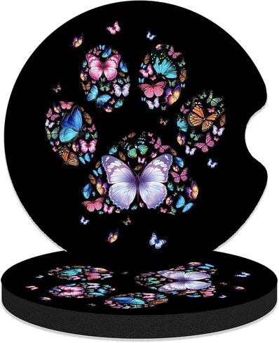 Car Coasters for Cup Holders, 2 Pack Anti Slip Universal Rubber Car Cup Coaster for Women Men, Car Interior Accessories - Black Gold Leopard Print in Kuwait