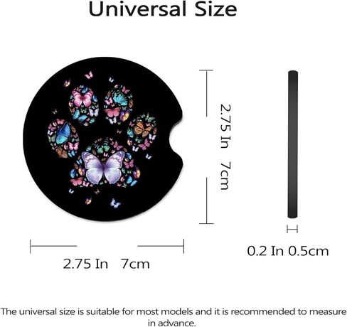 Car Coasters for Cup Holders, 2 Pack Anti Slip Universal Rubber Car Cup Coaster for Women Men, Car Interior Accessories - Black Gold Leopard Print in Kuwait