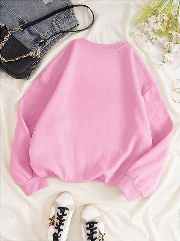 Women's Bow Graphic Sweatshirt Crew Neck Long Sleeve Cute Casual Loose Pullovers in Saudi Arabia