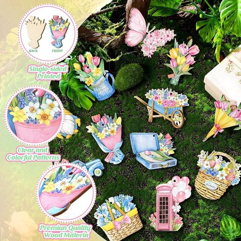 36 Pcs Summer Daisy Ornaments for Tree Spring Tree Ornaments Farmhouse Flower Floral Hanging Decorations Decorative Daisy Wood Cutouts Tags Spring Summer Decor for Tree Home Party Craft Decor in Saudi Arabia
