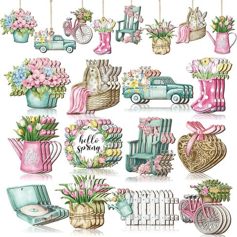 36 Pcs Summer Daisy Ornaments for Tree Spring Tree Ornaments Farmhouse Flower Floral Hanging Decorations Decorative Daisy Wood Cutouts Tags Spring Summer Decor for Tree Home Party Craft Decor in Saudi Arabia