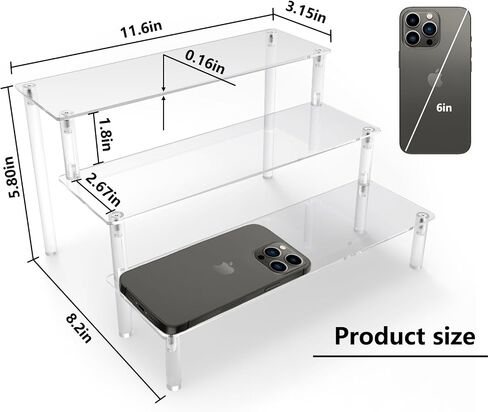Acrylic Display Risers,Clear Display Risers Stand Small Mini Shelf 3 Tiered Cupcake Stand for Food Desserts Stand Shelves for Party Perfume Organizer Toys Figures Collections Cosmetic Products Tabletop Use in Kuwait