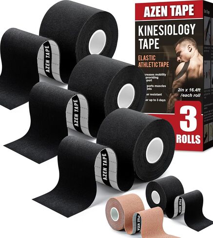 3 Rolls Kinesiology Tape, 16.4 ft Waterproof Kinetic Tape for Joints Support and Muscle Pain Relief, Athletic Tape, Knee Tape, Uncut Muscle Tape - Skin in Saudi Arabia