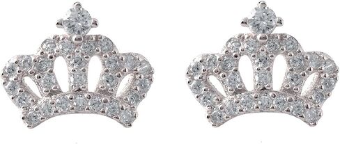 Paialco Sterling Silver Tiny Crown Cubic Zirconia Studs Earrings for Women in Saudi Arabia