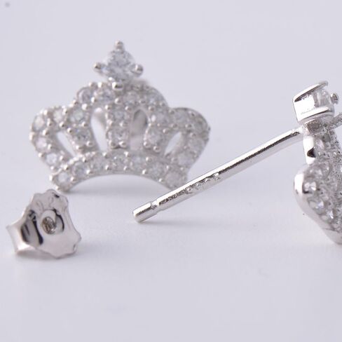 Paialco Sterling Silver Tiny Crown Cubic Zirconia Studs Earrings for Women in Saudi Arabia