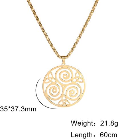 Celtic Triskele Triskelion Pendant Necklace for Men Women Triple Spiral Round Necklace Stainless Steel Celtic Trinity Knot Symbol Jewelry Gift in Kuwait