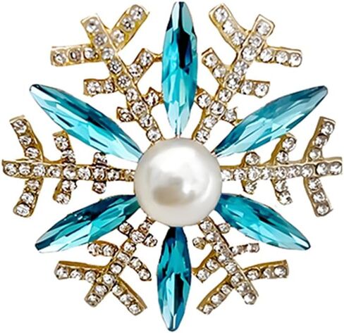 Snowflake Brooch Pin for Women Ladies Dainty Cubic Zirconia Simulated Snowflake Pearl Brooch Pins Charm Christmas Wedding Banquet Party Clothes Accessories Brooch in Saudi Arabia