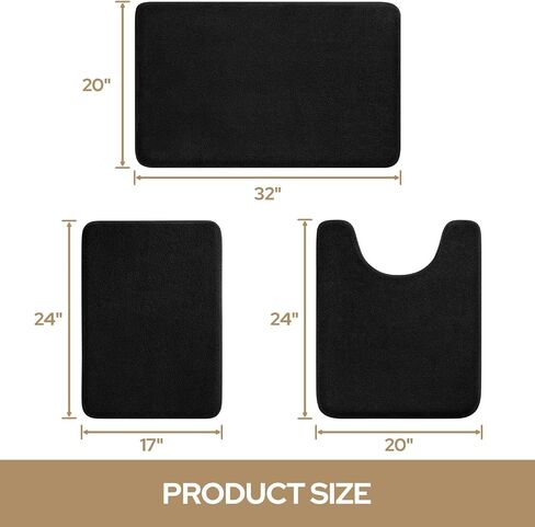 HOMEIDEAS Upgraded Bathroom Rugs Set 3 Piece, Extra Thick Absorbent Soft Memory Foam, Washable Toilet Bath Mat (Burgundy Red) in Saudi Arabia