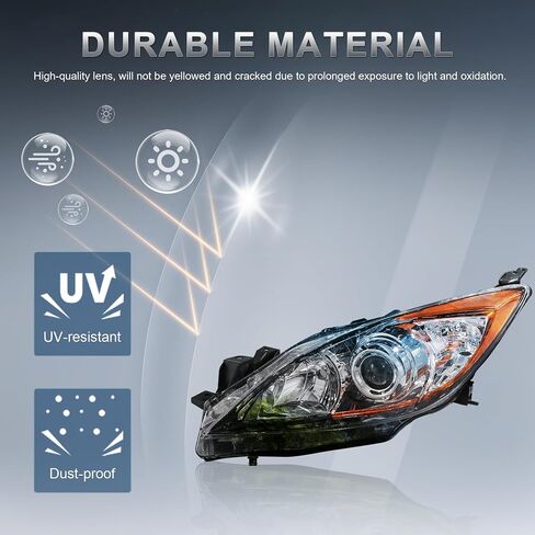 Headlights Assembly Replacement Compatible with 2010-2013 Mazda 3 Halogen with Clear Lens Chrome Housing Amber Reflector Front Lamps Driver and Passenger Side #MA2518130, MA2519130 in Saudi Arabia