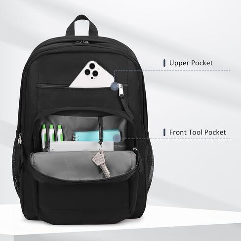 MOONBABY Backpack for Men Large Casual Book Bag Lightweight Back Pack fits 15.6 Inch Laptop for High School College Travel Work, Black in Saudi Arabia