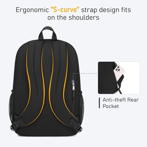 MOONBABY Backpack for Men Large Casual Book Bag Lightweight Back Pack fits 15.6 Inch Laptop for High School College Travel Work, Black in Saudi Arabia