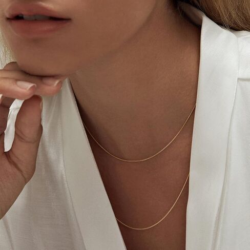 Gold Herringbone Necklace For Women,Layered Gold Necklaces,14k Gold Plated Dainty Gold Necklace Stack,Chunky Chain Choker Paperclip Snake Simple Necklace,Gold Jewelry Gift for Women in Saudi Arabia