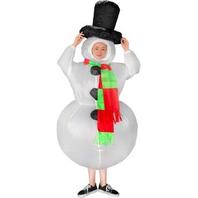 Inflatable Christmas Snowman Costume Suit, Halloween Inflatable Costumes, Inflatable Funny Festive Suit Blow Up, Unisex Adult Fancy Dress Cosplay Party Costume (Snowman)