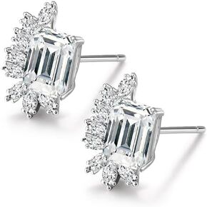 1 Carat Natural Diamond Stud Earrings, Superior Cut, Flawless D-Color in Unique 'Magpie Feather' Design - A Perfect Women's Luxury Jewelry Choice