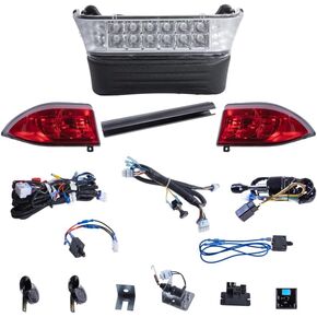 Club Car Precedent LED Ultimate Street Legal Light Kit 48V, LED Headlight, LED Taillight, Basic Wire Harness, Fuse Wire Harness, Standard Turn Signal Switch, Horn, Steering Wheel Cover