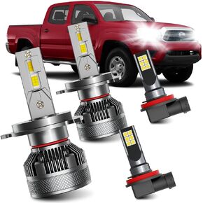 AWALITED Fits for 2012-2015 Toyota Tacoma High Low Beam Fog Lights Bulbs Combo Pack, 6000K White Plug-and-Play Super Bright Bulbs, Pack of 4