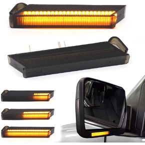 Sequential Amber LED Side Mirror Turn Signal Lights for 2004-2014 Ford F150 Raptor Lincoln Mark LT, Smoked Lens Dynamic Indicator Right Left Lamps with Upgrade 48 LED