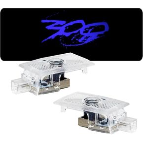 قطعتان من شعار باب السيارة LED الذي لا يبهت أبدًا متوافق مع 300 300C 300S 2005-2024، جهاز عرض شبح LED ليزر مجاملة ملحقات ضوء الظل (أحمر)