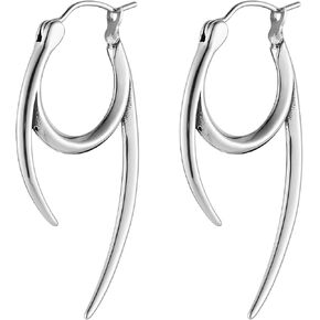 HZMAN Spike Earring for Men Women Retro Gothic Stainless Steel Lightweight Hoop Earring Jewelry Gift