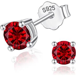 Women Silver Stud Earrings for Women Solid 14K White Gold Plated Sterling Silver Earrings For Women Birthstone Earrings CZ Earrings Anniversary Birthday Gifts for Women Wife Her Girlfriend Christmas in Saudi Arabia