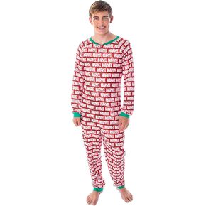 Marvel Logo Unionsuit with Christmas Lights Adult Onesie Pajamas Pjs
