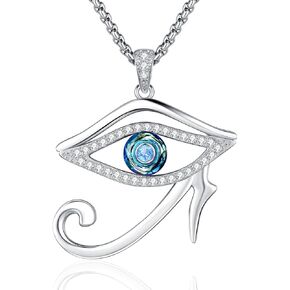 Ankh Eye of Horus Necklace for Women Men 925 Sterling Silver Gold Arrowhead Evil Eye Ankh Cross Pendant Egyptian Jewelry Gift for Him Her Mom Dad Son Daughter