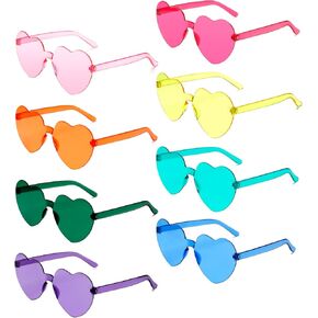 8PCS Heart Sunglasses Colorful Heart Shaped Sunglasses Bulk Sun Glasses for Bachelorette Party Favors Halloween
