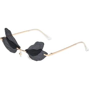 Dragonfly Rimless Sunglasses Wing Shaped Butterfly Fairy Shades Glasses Fashion Party Sunglasses for Women Men