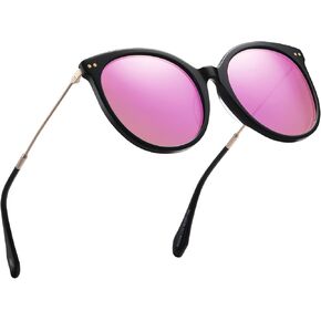 DUCO Retro Sunglasses Women Polarized Round Sun Glasses Vintage UV400 Protection Acetate Frame DC2340