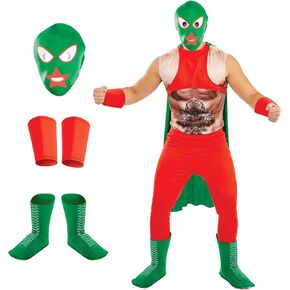 fun shack Mexican Wrestler Costume Adult, Lucha Libre Cape, Pro Wrestler Costume Men, Luchador Costume Adult With Mask