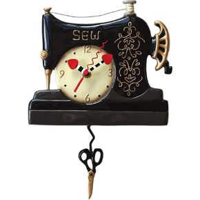 Allen Designs Vintage Stitch Sewing Machine Pendulum Wall Clock