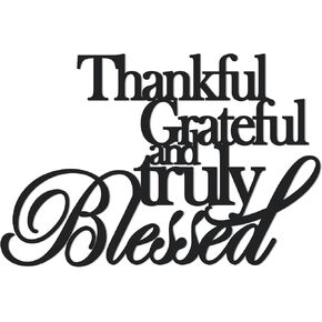 KOYILTD Classic Thankful Grateful Blessed Wall Decor Black Metal Religious Wall Decor Thankful Home Sign Wall Decor Grateful Wall Decor Blessed Wall Sign Inspirational Wall Decor for Kitchen Hallway (Medium)