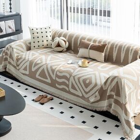 Khaki Boho Couch Cover for 2 Cushion Couch Sofa Cover(Khaki, 71"x 118")