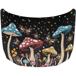 Floral Dragonfly Print Car Hood Cover Stretch Polyester Car Hood Cover Automotive Accessories Suitable Most Automotive Sedans Trucks Pickup Sports Cars