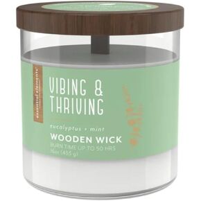 Essential Elements by Candle-lite Scented Jar Candles, Jasmine & Patchouli Fragrance, 16 oz Single Wooden Wick Aromatherapy Candle with 50 Hours of Burn Time, Holiday Gifting, and Celebration in Kuwait