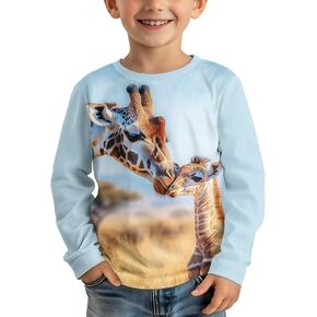 WELLFLYHOM Boy's Novelty T-Shirt Long Sleeve Shirts Casual Crewneck Top Pullover Tees Top Fall Clothes 3-16T