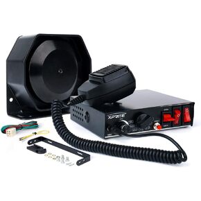 Xprite 8 Tones 200 Watt Emergency Warning Siren Extra Slim Speaker PA System Kit w/Handheld Microphone & 2 Lights Control Switches