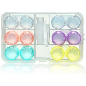 Colored Contact Lens Case, Clear Colored Contact Lenses Case with Stick Tool Set, 6 Pack Organizer Storage Lens Case with Travel&Home