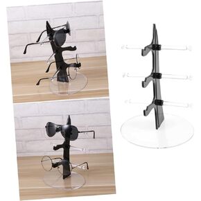 Sailboat Shape Sunglasses Display Stand Layers Eyeglasses Organizer Storage Rack for Desktop Black Sunglasses Holder and Eyewear Organizer for Home and Shop
