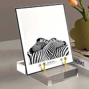 SVENJBB Acrylic Easel Display Stand with Adjustable Silver-Toned Pegs for Art, Photos, and Plates, Modern Clear Acrylic Stand for Cookbook, Invitations, Cards, 1Pack