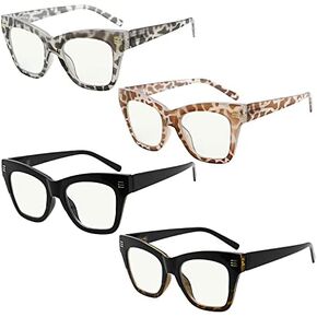 Eyekepper 4-Pack Progressive Multifocus Reading Glasses Blue Light Blocking for Women No Line Multifocal Readers +2.0