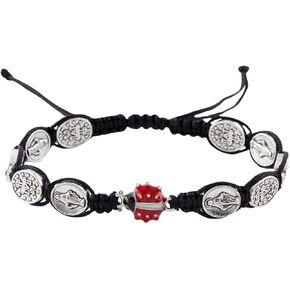 سوار مسبحة خنفساء المال للغداء، مكرامية، 7-1/2 بوصة قابل للتعديل، مع بطاقة صلاة in Kuwait