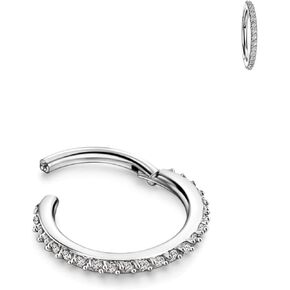 FANSING 316L Surgical Steel Zirconia Piercing Rings for Daith Helix Cartilage Conch Earlobe Ear Piercings