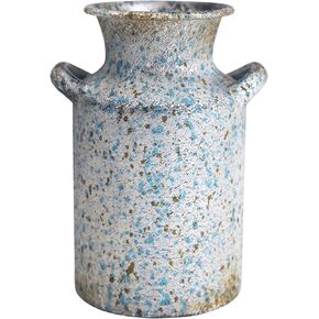 Rustic Vase Vintage Metal Flower Vase Milk Jug Vase Small Vases for Flowers Rustic Vase Metal Rustic Vase Kitchen Decorations Metal Vases for Decor Milk Jug Decor (White)