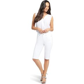 Nydj Women's Petite Bike Capris Riveted Sideseam Slits In Optic White