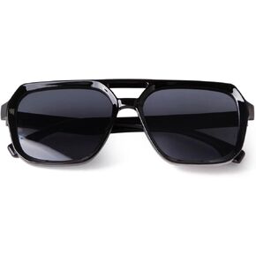 VIA LEECA Designer Square Aviator Sunglasses for Women Men Double Bridge Large Thick Frame Retro Eyewear