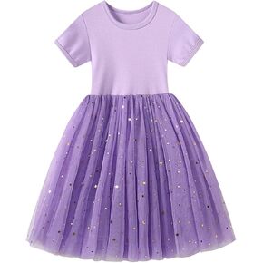 Marchrol Girls Dress Toddler Short Sleeve Mesh Tunic Princess Summer Dresses