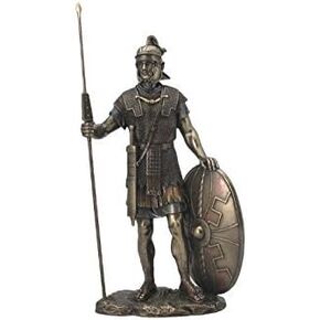 Roman Warrior with Spear and Shield Statue Sculpture