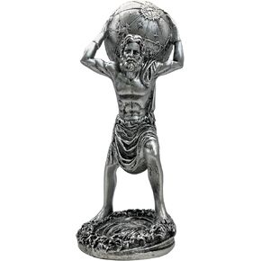 11.2 inch Greek Mythology Atlas Statue, Resin Greek Titan Atlas Holding The Astronomy Globe Figurine in Bronze Finish, Hand Painted Collectible Sculpture for Study Office Bookshelf Home Decor(Golden)